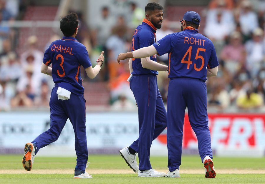 Hardik Pandya has recorded his first ever ODI four-wicket haul in the third ODI vs England
