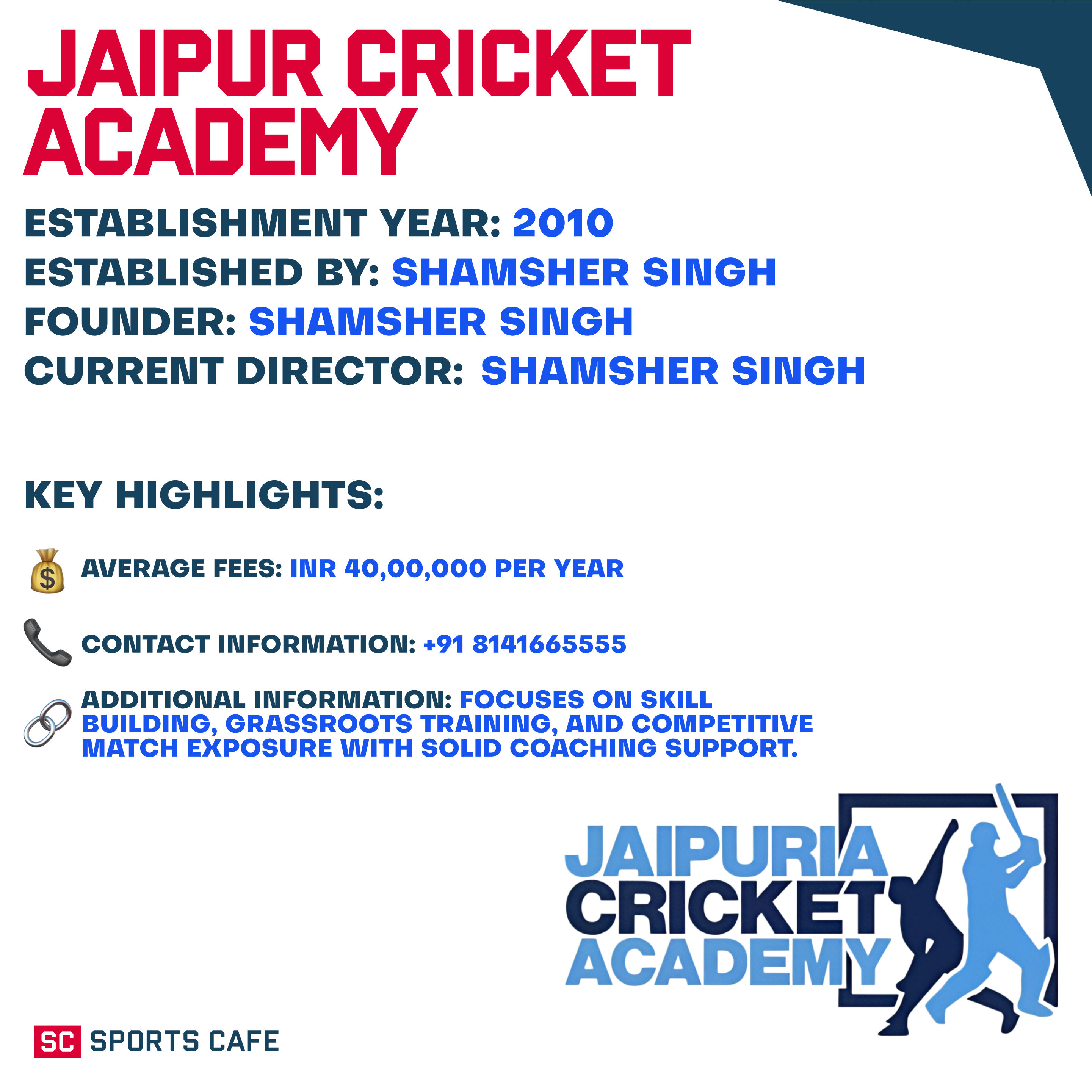 Jaipur Cricket Academy, Jaipur.