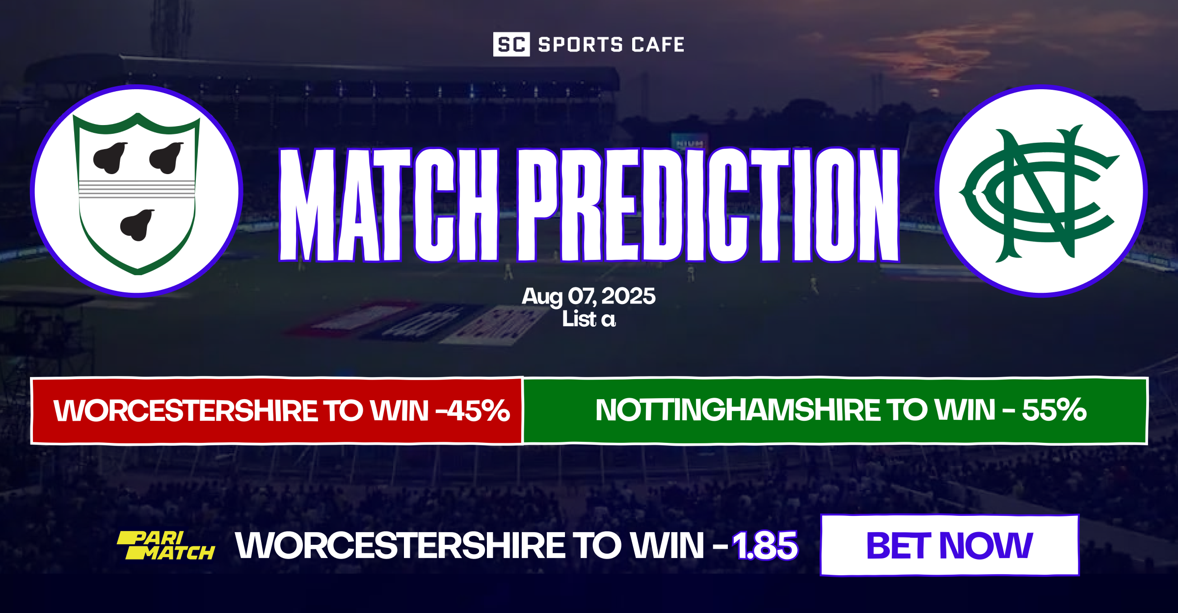 Worcestershire vs Nottinghamshire match prediction.