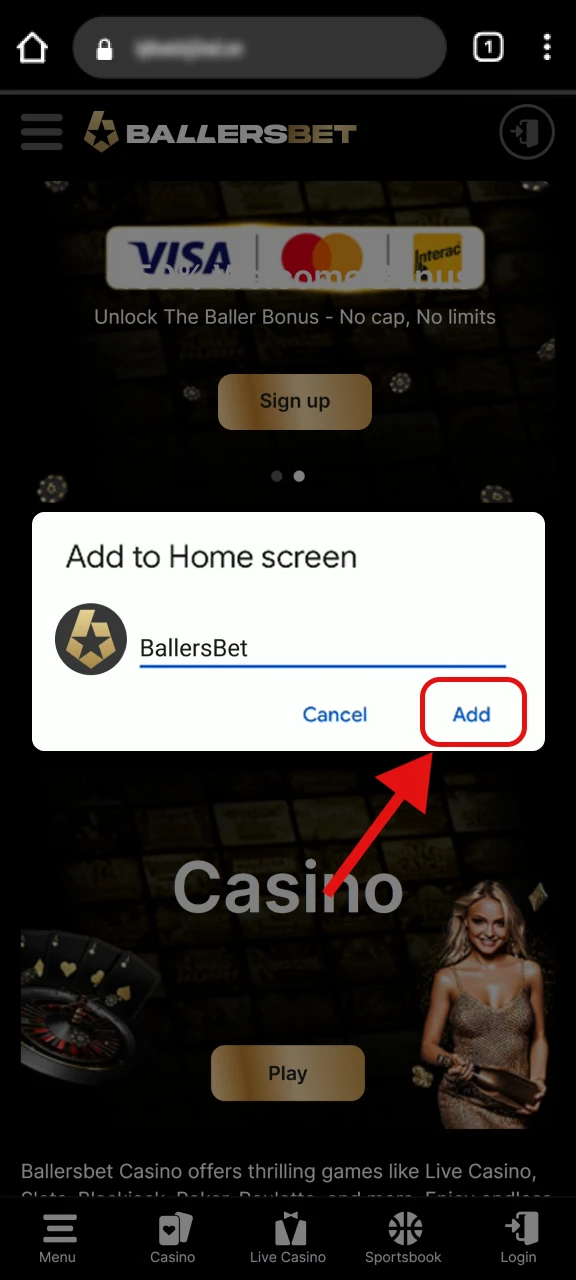 Tap “Add” to place the icon on the home screen.