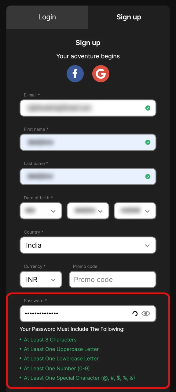Create a strong password.