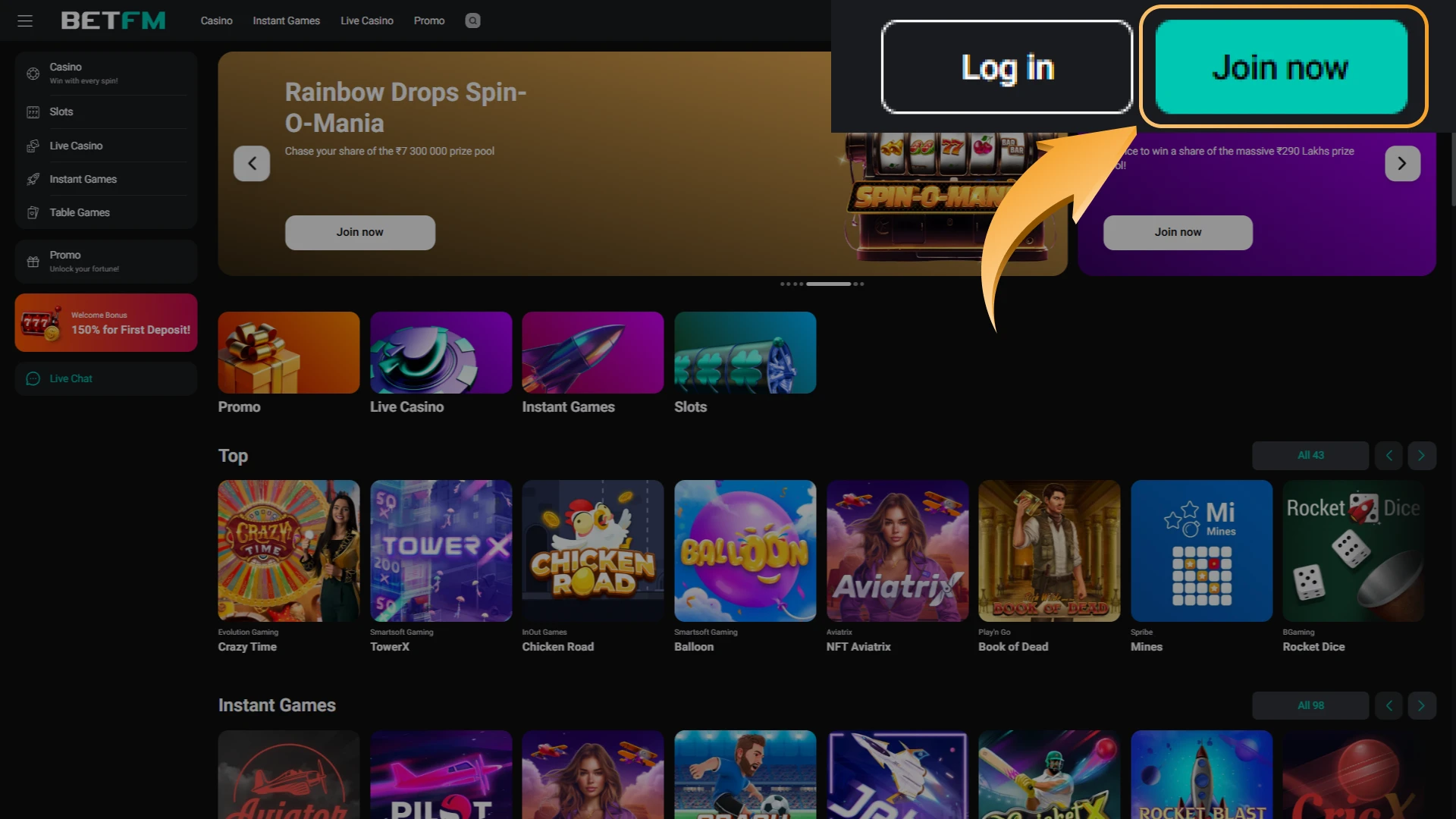Click the “Join Now” button to begin creating your account.