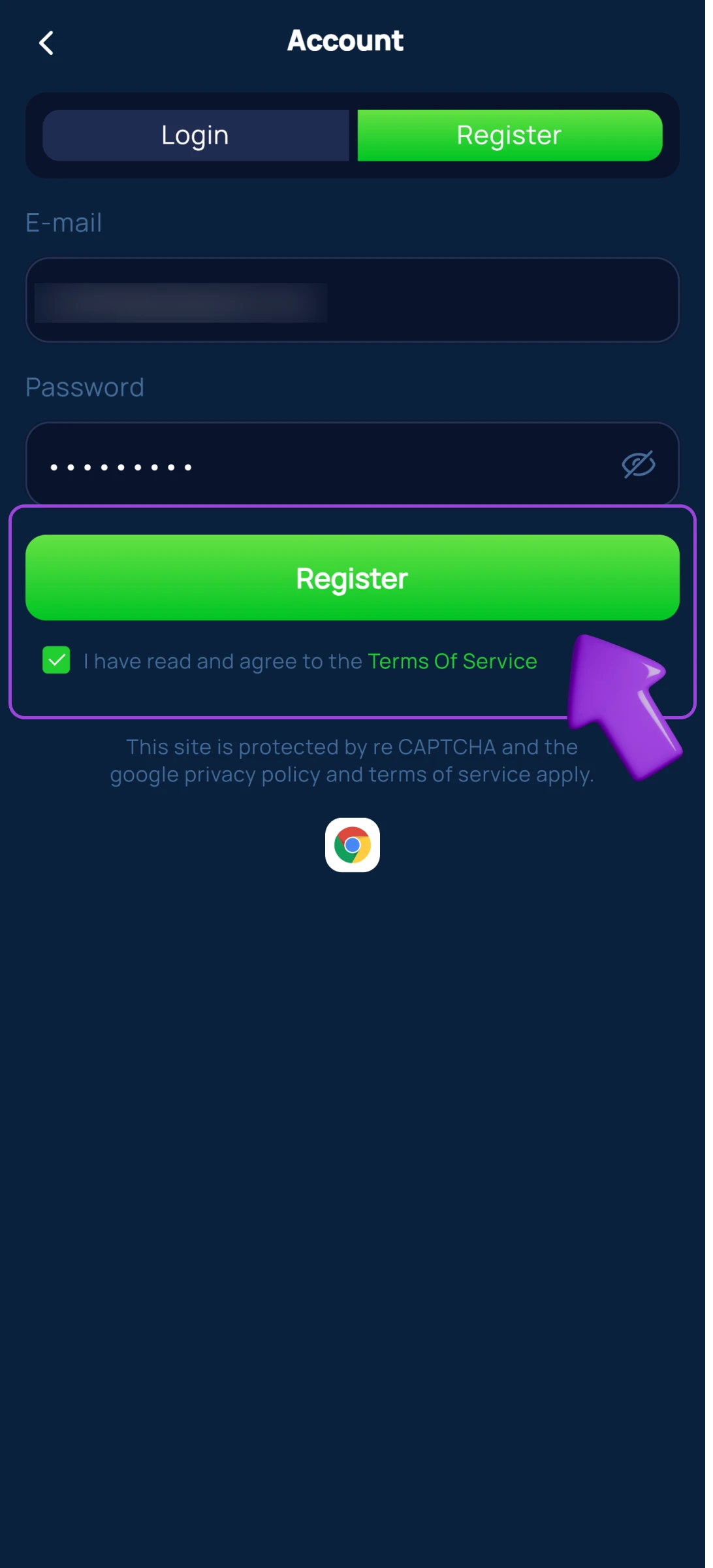 Finish registering and start betting.