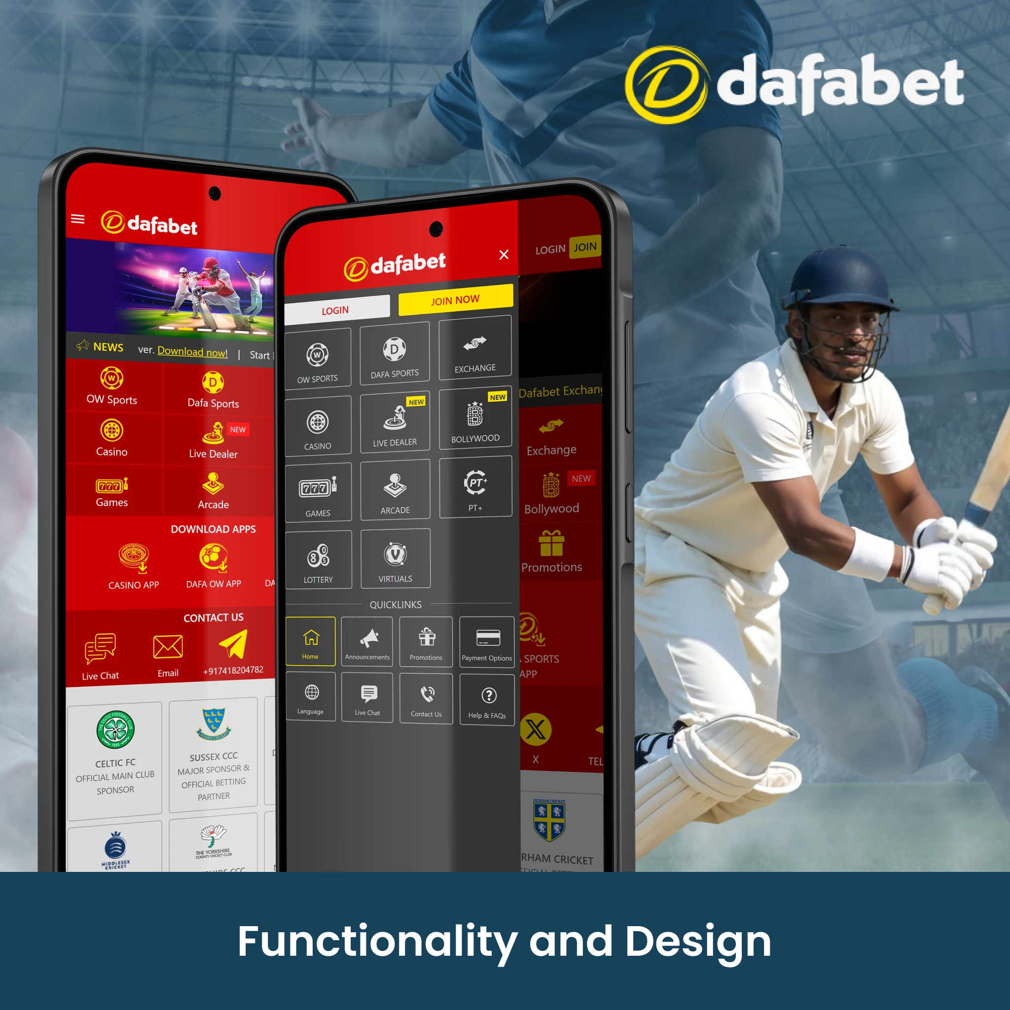 Functionality and design of the Dafabet app.