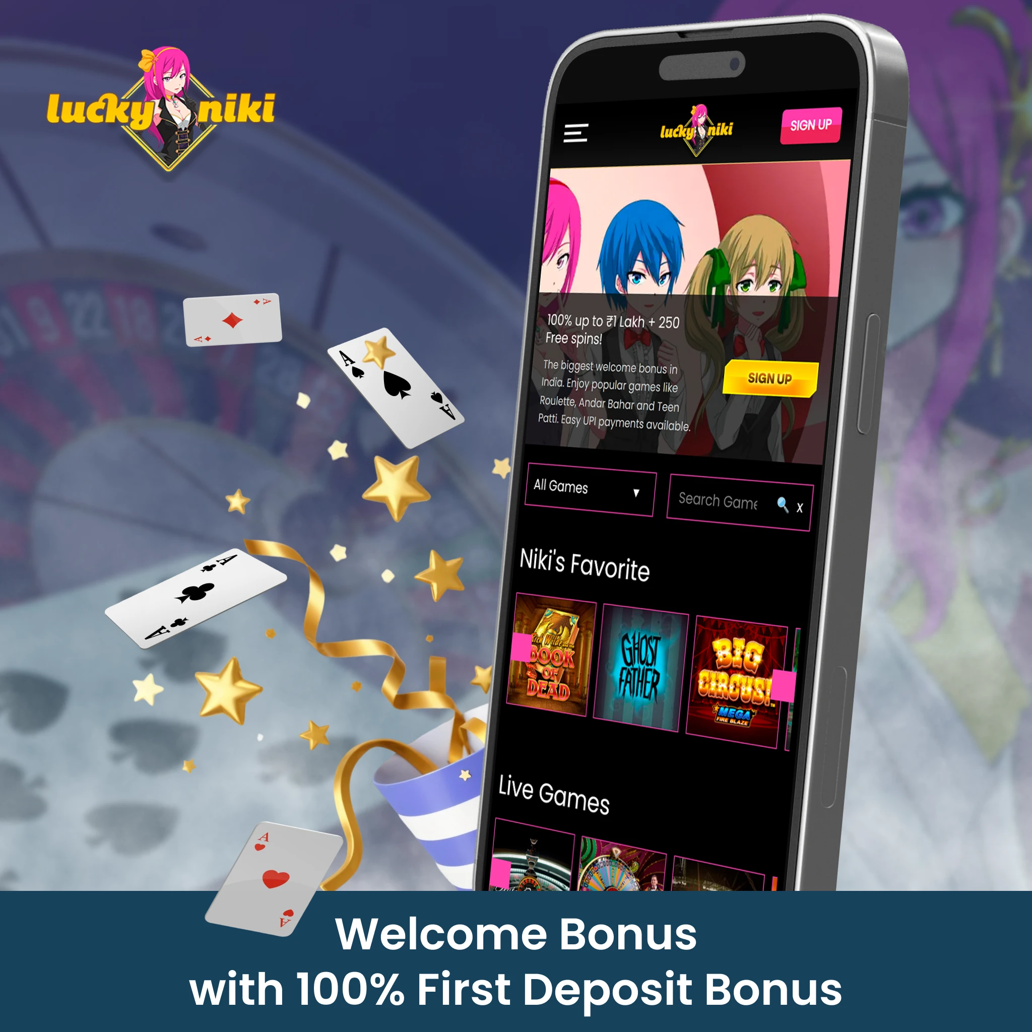 Welcome Bonus with 100% First Deposit Bonus.