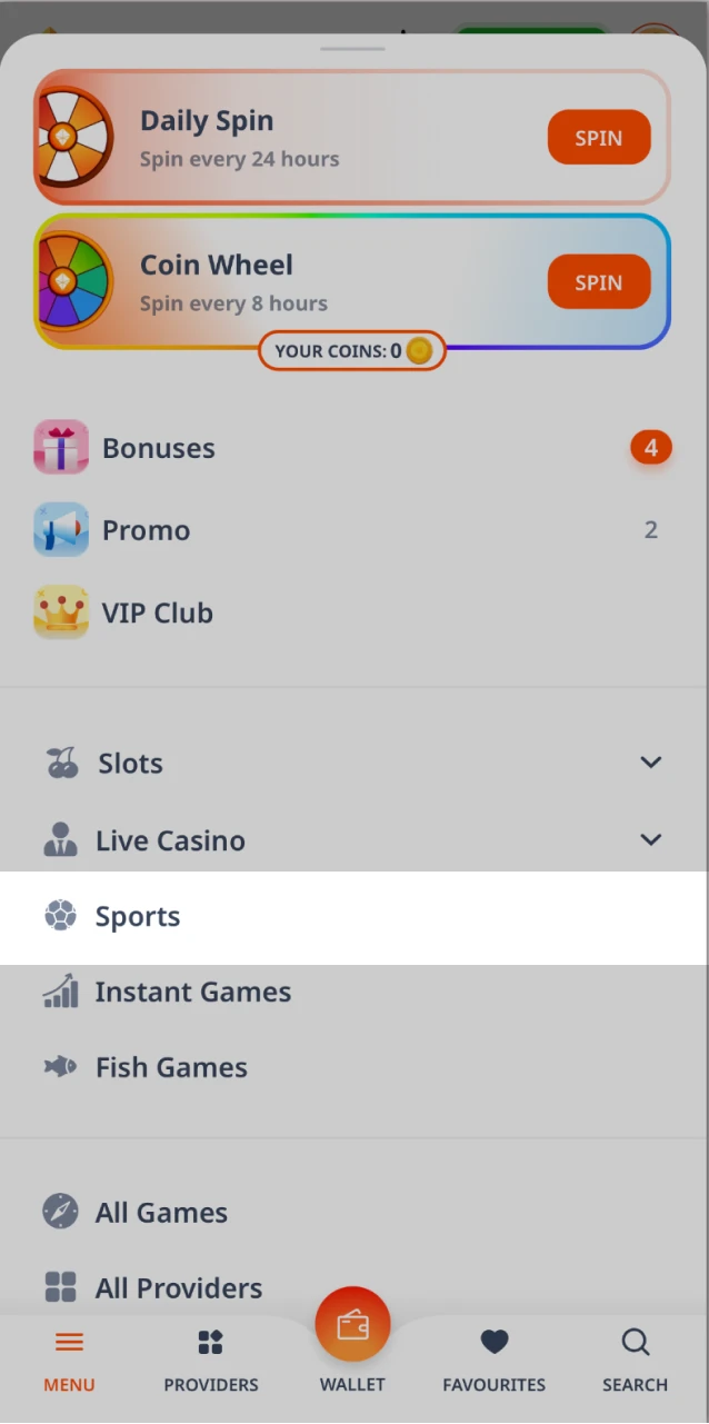 click-sports-on-left-menu.