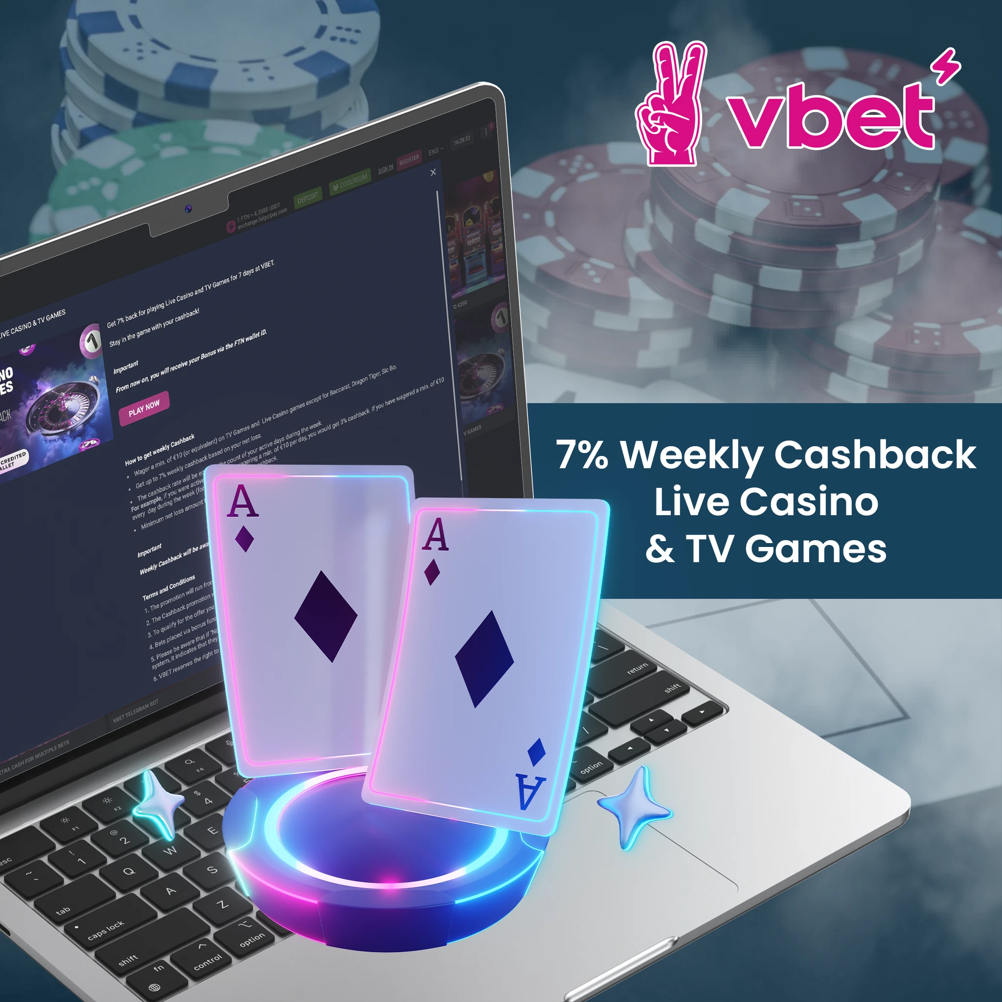 7% Weekly Cashback Live Casino & TV Games.
